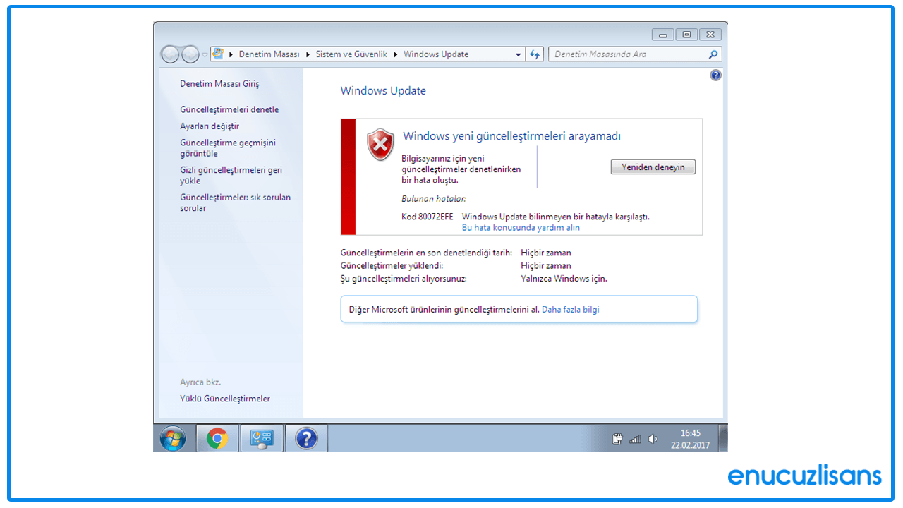 Windows Son Sürüm Güncelleme