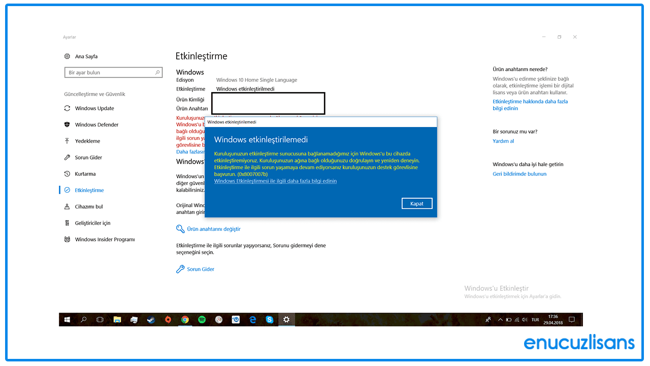 Windows 10 Pro Ürün Anahtarı Kalıcı Etkinleştirme