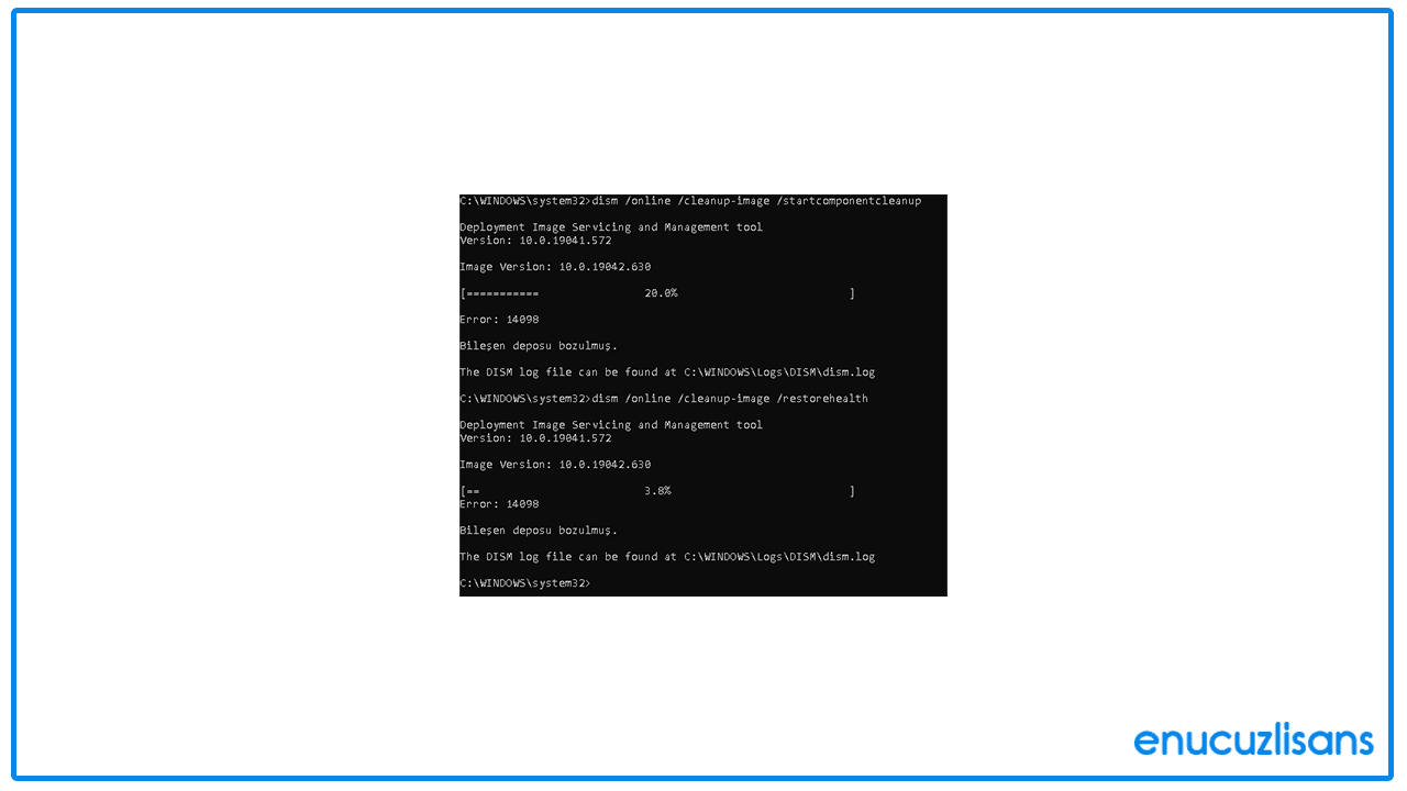 Bileşen Deposu Bozulmuş Hatası Windows 10