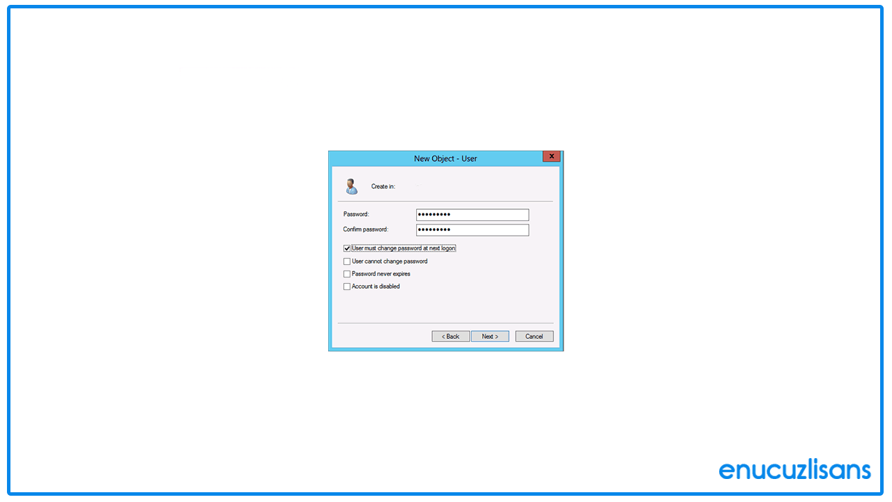 Server 2012 Kullanıcı Ekleme
