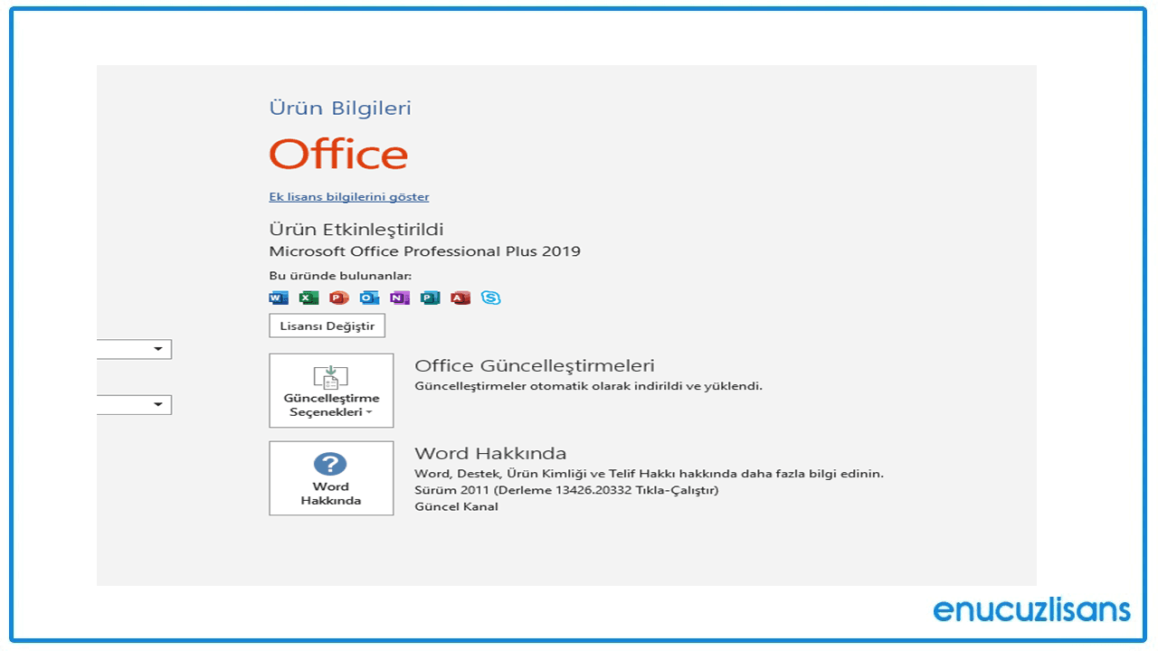Microsoft Office 2019'u Etkinleştirme